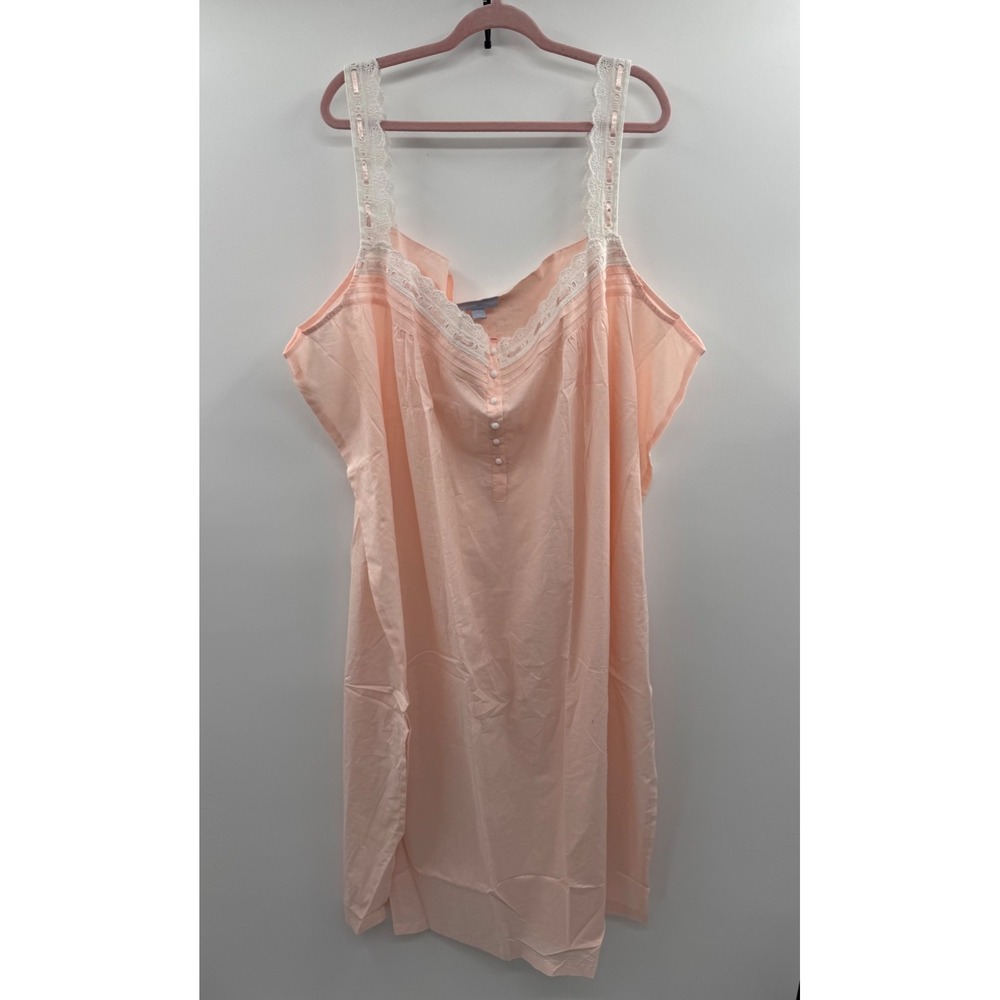 NWT Only Necessities Full Slip Women's 34/36 Pale Pink White Floral Trim Sexy